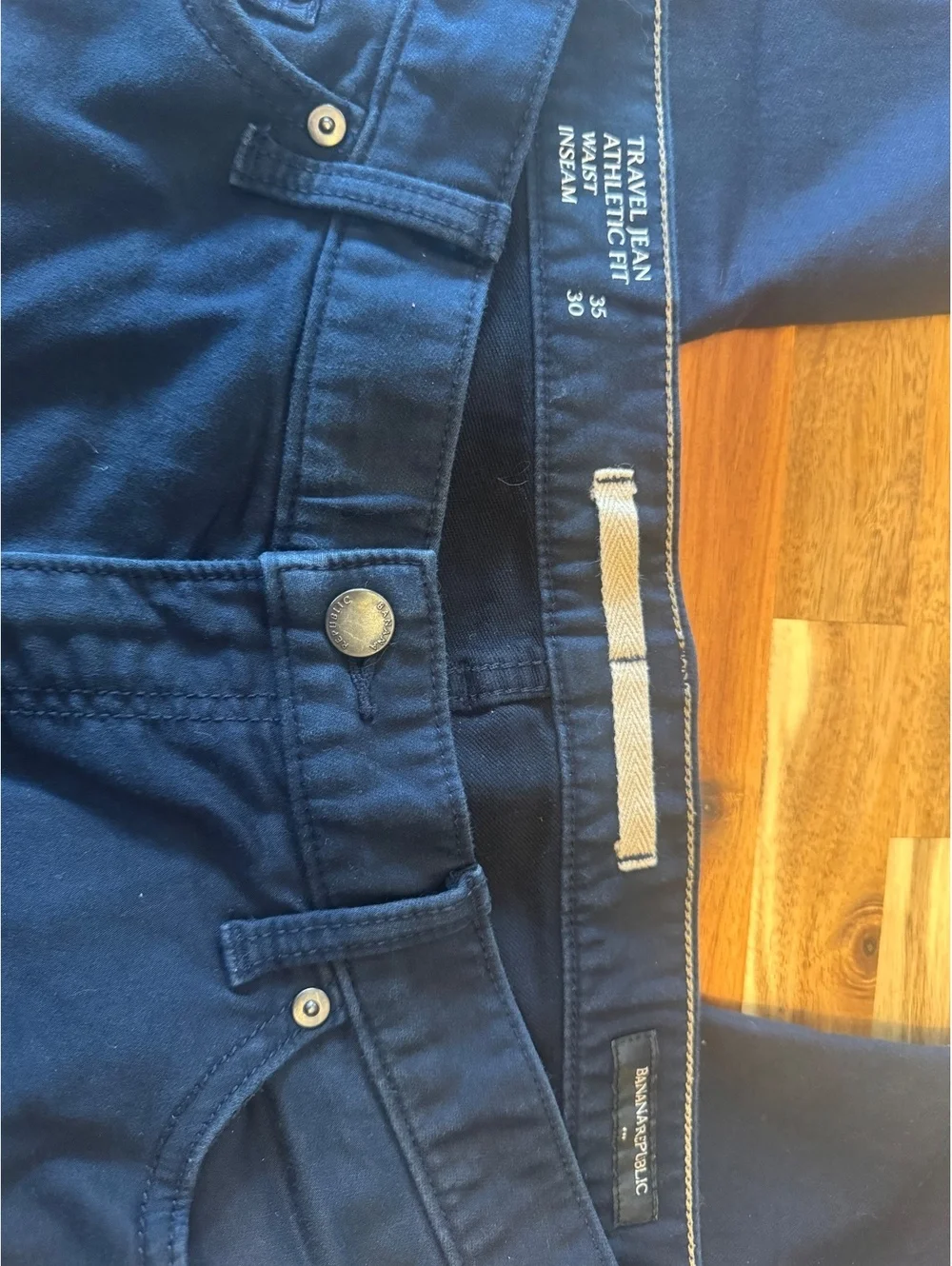 Banana Republic Men’s 35x30 Travel Pants Athletic Fit Navy Blue Stretch 5 Pocket
